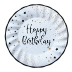 Piatto Happy Birthday - diametro 25 cm - carta - Big Party - conf. 8 pezzi