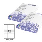 Etichette adesive - permanenti - 35 x 23,5 mm - 72 et/fg - 100 fogli A4 - bianco - Starline