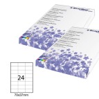 Etichetta adesiva - permanente - 70x37 mm - 24 etichette per foglio - bianco - Starline - conf. 100 fogli A4