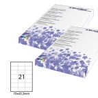 Etichetta adesiva - permanente - 70x42.3 mm - 21 etichette per foglio - bianco - Starline - conf. 100 fogli A4