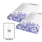 Etichetta adesiva - permanente - 105x36 mm - 16 etichette per foglio - bianco - Starline - conf. 100 fogli A4