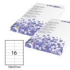 Etichetta adesiva - permanente - 105x37 mm - 16 etichette per foglio - bianco - Starline - conf. 100 fogli A4