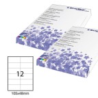 Etichetta adesiva - permanente - 105x48 mm - 12 etichette per foglio - bianco - Starline - conf. 100 fogli A4