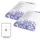 Etichette adesive - permanenti - 105 x 74 mm - 8 et/fg - 100 fogli A4 - bianco - Starline