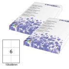 Etichetta adesiva - permanente - 105x99 mm - 6 etichette per foglio - bianco - Starline - conf. 100 fogli A4