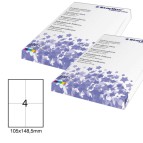 Etichette adesive - permanenti - 105 x 148,5 mm - 4 et/fg - 100 fogli A4 - bianco - Starline