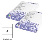 Etichetta adesiva - permanente - 210x74,2 mm - 4 etichette per foglio - bianco - Starline - conf. 100 fogli A4