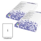 Etichette adesive - permanenti - 210 x 297 mm - 1 et/fg - 100 fogli A4 - bianco - Starline