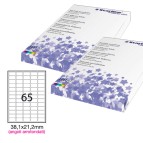Etichette adesive - permanenti - angoli arrotondati - 38,1 x 21,2 mm - 65 et/fg - 100 fogli A4 - bianco - Starline