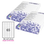 Etichetta adesiva - permanente - 38,1x21,2 mm - angoli tondi - 65 etichette per foglio - bianco - Starline - conf. 100 fogli A4
