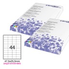 Etichette adesive - permanenti - angoli arrotondati - 47,5 x 25,5 mm - 44 et/fg - 100 fogli A4 - bianco - Starline