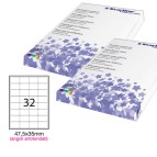 Etichette adesive - permanenti - angoli arrotondati - 47,5 x 35 mm - 32 et/fg - 100 fogli A4 - bianco - Starline