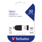 Memoria usb2.0 32gb store 'n' stay nano + otg micro usb adapter