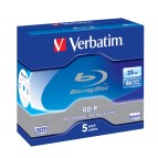 Verbatim - Scatola 5 DVD Blu Ray BD-R SL - Jewel Case - Bianco/Blu - 43715 - 25GB