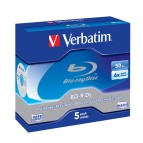 Verbatim - Scatola 5 DVD Blu Ray BD-R SL - Jewel Case - Bianco/Blu - 43748 - 50GB